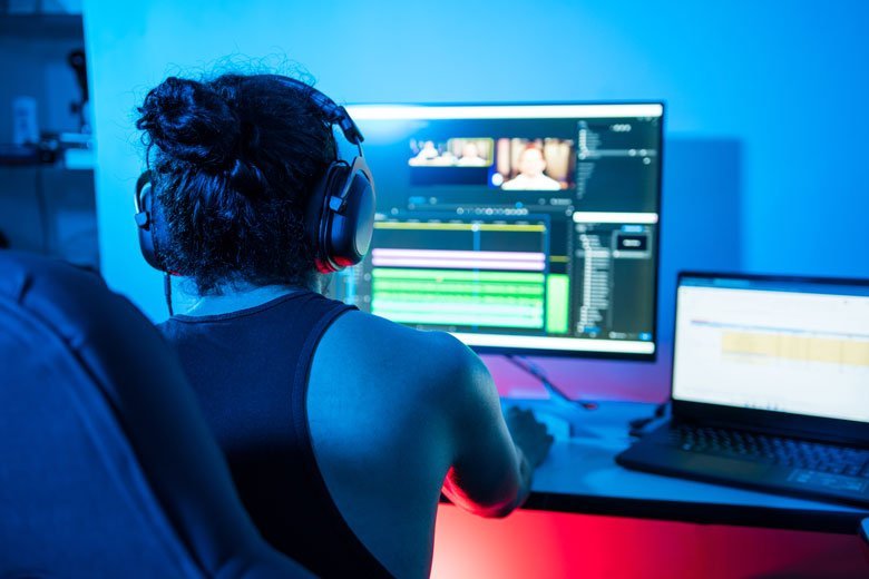 video editor editing a commercial - affordable editing software - go make movie